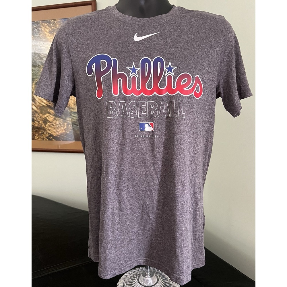 MLB Nike Philadelphia Phillies T Shirt Mens Small Short Sleeve Grey